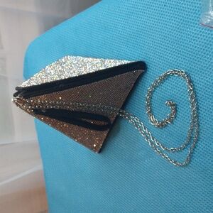 Pyramid Purse Black with Silver Sequins
